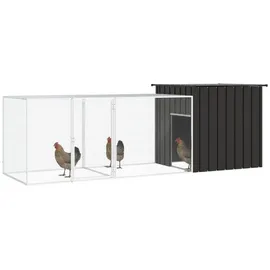 vidaXL Hühnerkäfig Anthrazit 300x91x100 cm Verzinkter Stahl