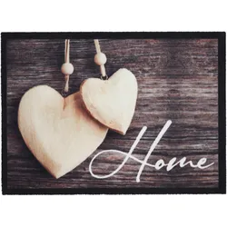 Fußmatte Home Love Wood in Braun/Beige ca. 50x70cm