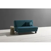 Schlafsofa ELL + ELL "Enny", blau (petrol), B:145cm T:100cm, Sofas, Schlafsofa, Liegefläche Breite 120 oder 140 cm, Liegehöhe 45 cm, Füße schwarz