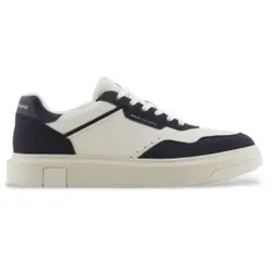Armani Exchange für Herren. XUX254XV950U388 Turnschuhe mit personalisierten Details weiß, marineblau (41), Wohnung, Schnürsenkel, Lässig