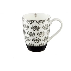 Goebel Tasse Künstlertasse Maja von Hohenzollern Design Floral, Fine Bone China, Kaffeetasse Kaffeepott schwarz|weiß