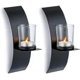 luxuskollektion 2er Set Wand Kerzenhalter Schwarz Metall Teelichthalter