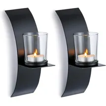luxuskollektion 2er Set Wand Kerzenhalter Schwarz Metall Teelichthalter