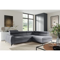 Fun Möbel Ecksofa Schlafsofa Sofa TORONTO Stoff Element Grau