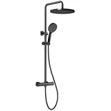 Rainsworth Duschsystem mit Thermostat 3 Strahlart(en), Komplettset 92-126 cm Duschstangen Edelstahl Duschamaturenset Wassersparend