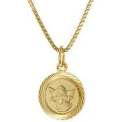 trendor 41379 Schutzengel Anhänger Gold 585 mit vergoldeter Silber-Halskette, 40 cm