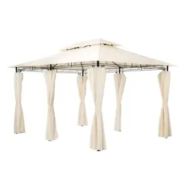 Tectake Luxus Gartenpavillon 4 x 3 m inkl. 6 Seitenteile creme