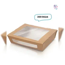 Blanc HYGIENIC Kartonverpackungen Snackboxen mit Sichtfenster 1.200ml 200 Stk, to go, take away, biologisch abbaubar