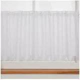 Stoff Scheibengardinen Meterware Batist Stickerei uni wollweiß 50cm hoch, bestickt weiß