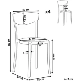 Beliani Gartenstühle 4er-Set 42 x 80 x 40 cm weiß