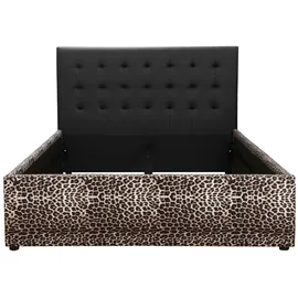 otto home Polsterbett OTTO HOME "Hamar-Leo, OTTO's Choice, Leopardenbett, Kunstleder mit Veloursstoff", schwarz (schwarz, leopard, schwarz, leopard), B:149cm H:105cm L:217cm, Kunstleder 100% Polyurethan; Veloursstoff 100% Polyester, Betten, Polsterbett, hohe