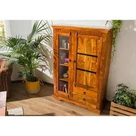 Massivmoebel24 Vitrine Akazie 110 x 45 x 155 cm Braun