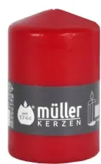 Müller Kerzen Stumpenkerze, karminrot 2011107091 , 1 Packung = 6 Stück, (Ø x H): 70 x 110 mm
