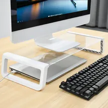 Svita ANSAN Monitorständer Monitorerhöhung Schreibtisch Computertisch Glas Weiß