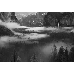 Fototapete PAPERMOON "Photo-Art HONG ZENG, NEBEL, DER IN YOSEMITE VALLEY SCHWIMMT", bunt, B:2,50m L:1,86m, Vlies, Tapeten