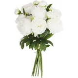Atmosphera - Strauß mit 13 künstlichen Pfingstrosen - H50 cm - Weiß