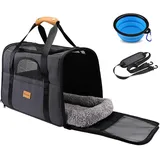 Morpilot Hundetragetasche Katzentragetasche, Haustiertragetasche, Faltbare Transporttasche Transportbox mit Schultergurt und Faltbare Hundenapf für Hunden oder Katzen