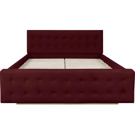 Home Affaire Polsterbett HOME AFFAIRE "Vaine", rot (bordeaux), B:191cm H:96cm L:245cm, Samtoptik (100% Polyester), Betten, Polsterbett, in 5 Breiten, auch in Länge 220 cm, incl. Roll-Lattenrost
