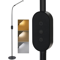 ZMH LED Stehlampe dimmbar Wohnzimmer Leselampe - Modern Stehleuchte Schwarz Touch 9W mit Timer und Memory funktion Flexibler Schwanenhals H:178CM