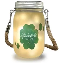 speecheese Glückslicht Solarlicht mit Kleeblatt und Spruch