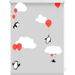 Lichtblick Rollo Klemmfix, ohne Bohren, blickdicht, Pinguine - Rot
