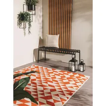 benuta Nest Teppich Cleo - Orange 300x400 cm - Kunstfaser - Outdoor geeignet - Rechteckig & im Style: Geometrisch, Shabby Chic - Pflegeleicht für Wohnzimmer Schlafzimmer