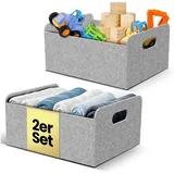Bada Bing Aufbewahrungskorb Filzkorb Filz Aufbewahrungsbox Regalkorb Organizer hellgrau (2er Set Körbe, 2 St., Größe: ca. 31 x 25 x 15 cm), faltbar grau