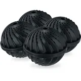 Relaxdays Waschball 4er Set, Waschkugel für Waschmaschine, ökologisch, hautfreundlich, Waschen ohne Waschmittel, schwarz