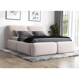 mebloland Polsterbett OLKE -OM 140 x 200 mit Bettkasten. Farbe: Beige - Beige