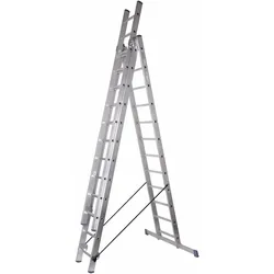 Schiebeleiter 3x12 Stufen Länge 7,4m 332x48cm ALU SZAGATO Stufenleiter Stehleiter ausziehbar Mehrzweckleiter Standleiter Schiebeleiter Stehleiter