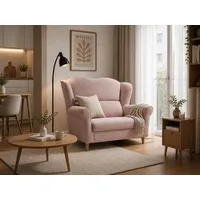 MOEBLO Sofa SILABELLA, 2-Sitzer Sofa 144cm, Samtstoff, modernes Design, (BxTxH):144x83x104cm rosa