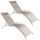 Tectake Gartenliege, Beige, Kunststoff, 59x81.5x180 cm Gartenmöbel, Gartenliegen