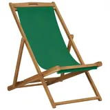 vidaXL Strandstuhl Klappbar Massivholz Teak Grün