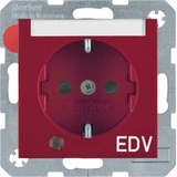 Berker S.1/B.3/B.7 Steckdose SCHUKO mit Aufdruck "EDV", rot glänzend
