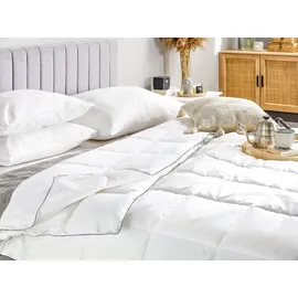 Beliani Bettdecke Weiß Baumwolle 155 x 220 cm Doppeldecke Monochromatisch Warm Ganzjährig Schlafzimmer