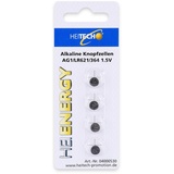 HEITECH PROMOTION GMBH HEITECH 4er Pack AG1 Alkaline Knopfzellen Batterie 1,5V - LR60 / L621 / LR621 / SR60 / SR621 / SR621SW / 164/364 - Knopfbatterien auslaufsicher & mit Langer Haltbarkeit