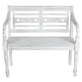 Buri Teak-Gartenbank 100 x 50 x 90 cm Weiß