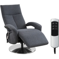 CAVADORE TV-Sessel Tirol / Fernsehsessel mit elektrisch verstellbarer Relaxfunktion / 2 E-Motoren / 74 x 112 x 82 / Strukturstoff: Blau