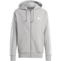 Adidas Essentials French Terry 3-Streifen Kapuzenjacke Medium Grey Heather / White XS