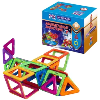 mk magnikon MAGNIKON Magnetische Bausteine 14, 30, 62 Teile | Magnetbausteine | Kinderspielzeug ab 3 Jahre | Geschenk Für Mädchen, Jungen | Montessori Spielzeug | Magnete Kinder (Der Komet 30teilig)