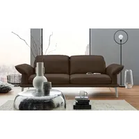 W.SCHILLIG 2,5-Sitzer sherry, Designsofa mit tollem Sitzkomfort, Kopfstützenverstellung, Winkelfüße in Chrom glänzend, Breite 234 cm braun