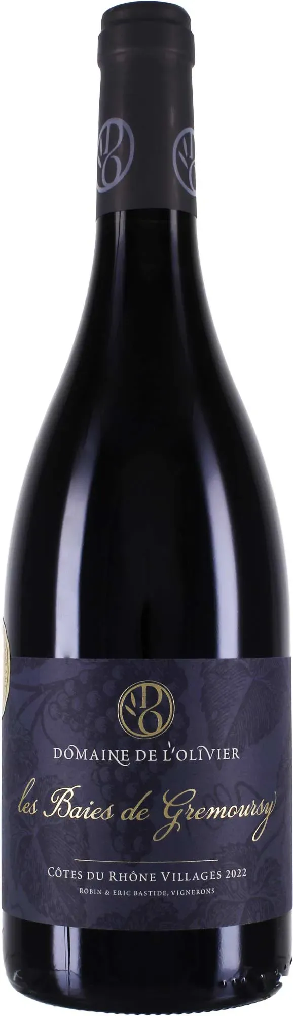 Domaine de l’Olivier 2022 Domaine de l ́Olivier Les Baies de Gremoursy Villages 2022 Grenache,Mourvedre,Syrah Frankreich