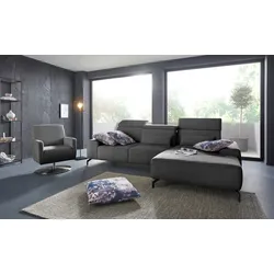 Ecksofa SIT & MORE "Gizeh L-Form", grau (steel), B:289cm T:178cm, Sofas, Fußhöhe 15 cm, inklusive Sitztiefenverstellung und Kopfteilverstellung