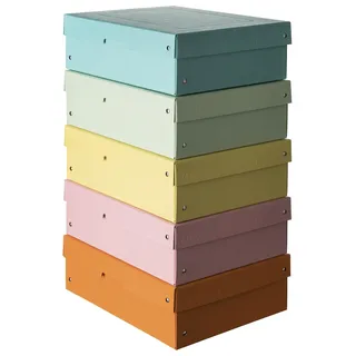 Falken PURE Aufbewahrungsbox 1250 Blatt pastellorange, pastellblau, pastellrosa, pastellgrün, pastellgelb 24,0 x 32,0 x 10,0 cm, 5 St.