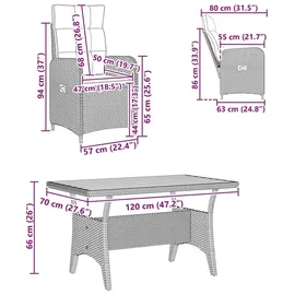 vidaXL Outdoortisch-Set 5 Stk.  Schwarz/Cremeweiß