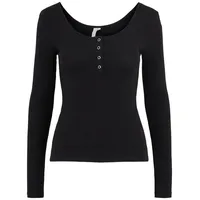 Pieces Serafino-Shirt mit Stretch-Anteil, Black, M