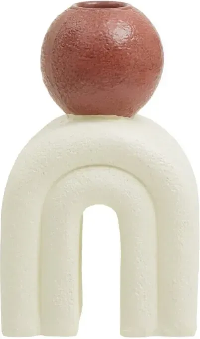 Premier Housewares Moderner roter Kerzengeständer mit cremefarbener Basis, antiker Kerzengeständer für das Wohnzimmer, großer Kerzengeständer für Zuhause