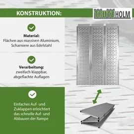 Baumarktplus DREIBREIT by TRUTZHOLM 3-fach Auffahrrampe klappbar Alu 255cm 115 cm Breite 1020kg grau gelocht