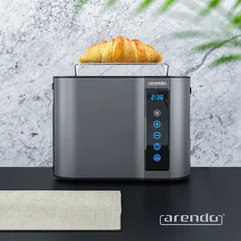 Arendo Toaster Kurzschlitz, Brötchenaufsatz, Wärmeisoliertes Gehäuse, Display, Touch