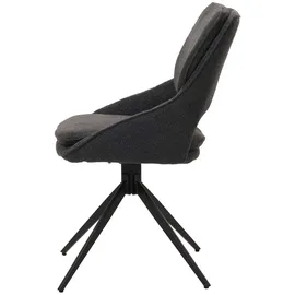Mendler 2er-Set Esszimmerstuhl HWC-N73, Küchenstuhl, drehbar Auto-Return, Stoff/Textil Boucle (540g/m2) Öko-Tex ~ dunkelgrau